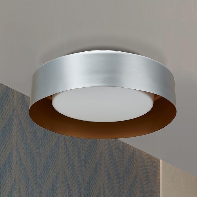 16in Ceiling Light,3-Light E26 Bulb Type,Frosted Glass Lampshape，Large Modern Flush Mount Lamp Fixture for Living Room Bedroom Kitchen Hallway Foyer, Silver Gray