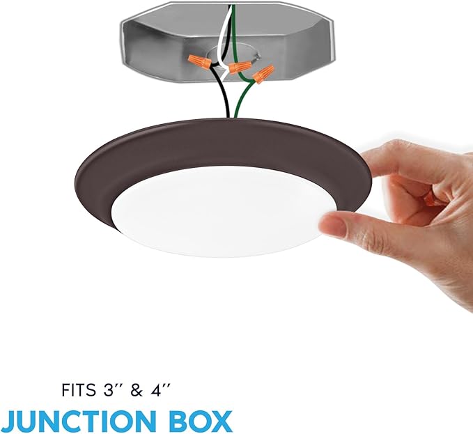 LUXRITE 6 Inch LED Disk Lights, Dimmable Flush Mount Ceiling Light, 5CCT Selectable 2700K 3000K 3500K 4000K 5000K, 12.5W, 1000LM (Bronze, 1 Count (Pack of 1))