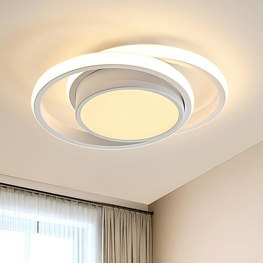 DELIPOP Modern LED Ceiling Light, 36W 2160LM Round Small Ceiling Lamp, (Warm Light, 3000K) Aluminum Close to Ceiling Light Fixture for Hallway, Aisle, Corridor, Bedroom, Kitchen (White)