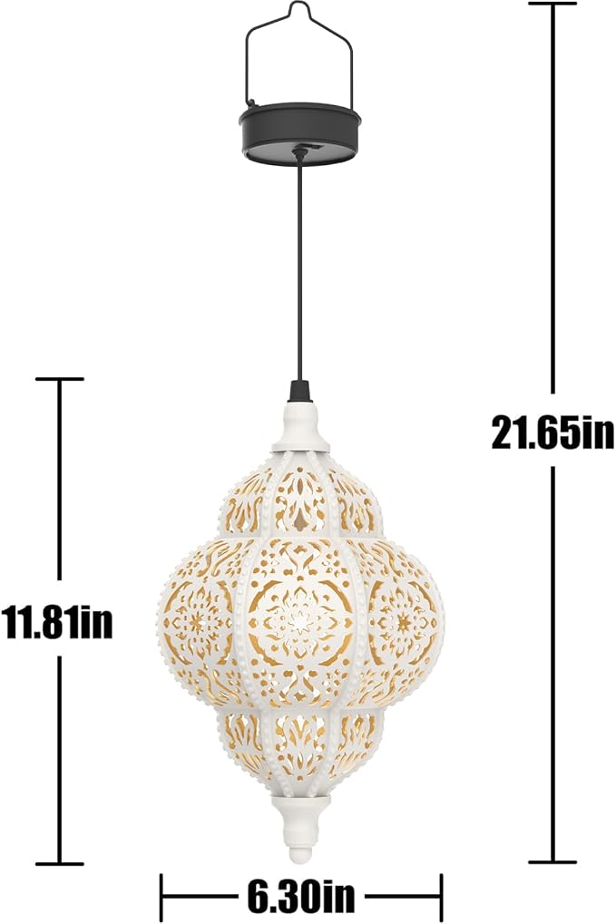 Hapjoy Hanging Solar Lights Outdoor Garden Decor Solar Lantern Waterproof Plastic Moroccan Outdoor Decorations for Patio Pathway Yard Backyard Garden Decorative (2, White)