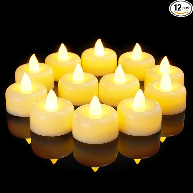 Amagic 12/24/50/100/150 Pack Flameless LED Tea Lights Candles Battery Operated, Electric Fake Tealight Candles for Votive, Halloween, Christmas, Home Decor, Wedding, Table Decor