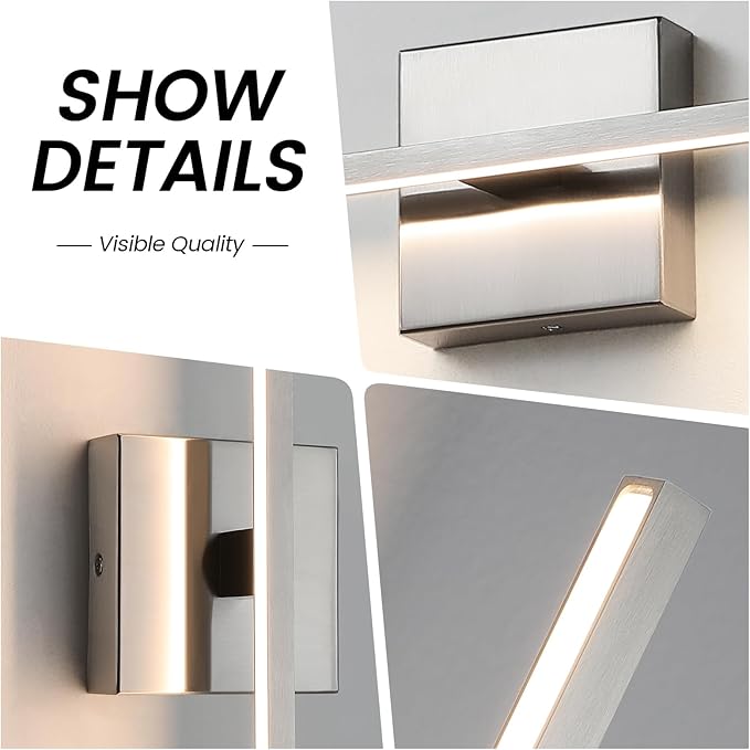 Bathroom Lighting Fixtures Over Mirror - 39 Inch Brushed Nickel Vanity Lights for Bathroom 28W Dimming LED Vanity Light Bar 3500K Modern Wall Sconce Lighting for Mural