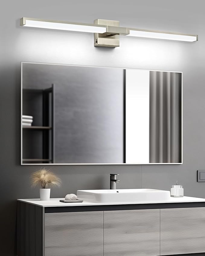 OKELI Modern Bathroom Light Fixtures Over Mirror, 40 Inch Brushed Nickel Vanity Light Bar for Bathroom, 24W 5CCT Diammable Wall Light