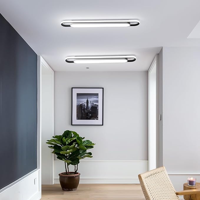 4Ft Modern Hallway Ceiling Lights, 6500K Acrylic Linear Ceiling Lamp,65W Metal LED Ceiling Light Fixture,Kitchen Dining Living Room Laundry, Garage Cloakroom Lighting (48Inch)