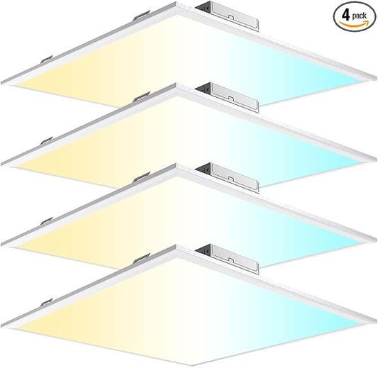 AIKVSXER 40W 2x2 Led Flat Panel Light - 4 Pack 4400LM Color Switchable 3000K/4000K/5000K, Dimmable Recessed Led Drop Ceiling Lights Fluorescent Replacement, 2x2 LED Light Fixture for Office, Home