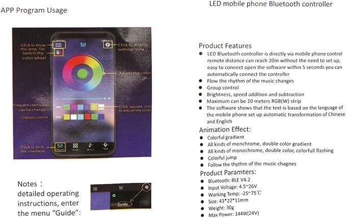 Mini RGB Bluetooth Controller DC 5V 12V 24V Music BT Smart APP Controller Light Strip Control for RGB LED Strip (Mini DC Bluetooth Black)