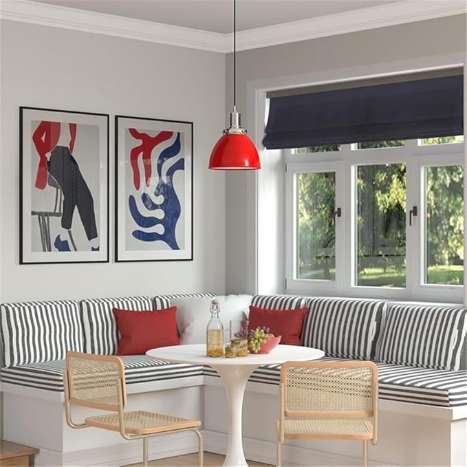 Madison 12" Wide Pendant with Metal Shade in Poppy Red/Polished Nickel/Poppy Red