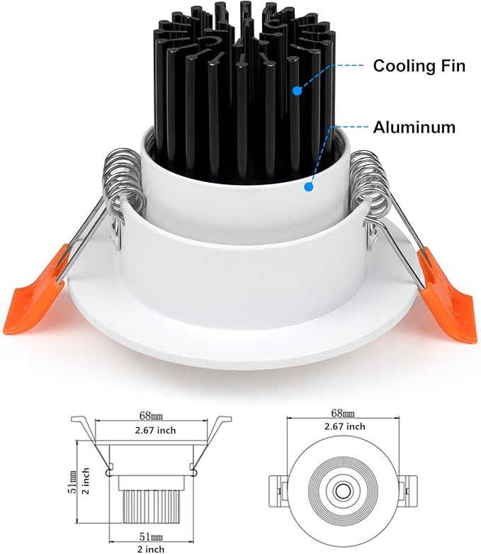 LightingWill 2inch LED Dimmable Downlight, 3W COB Recessed Ceiling Light, Ultra Warm White 2700K, CRI80, 25W 220LM Halogen Bulbs Equivalent, White (20 Pack)