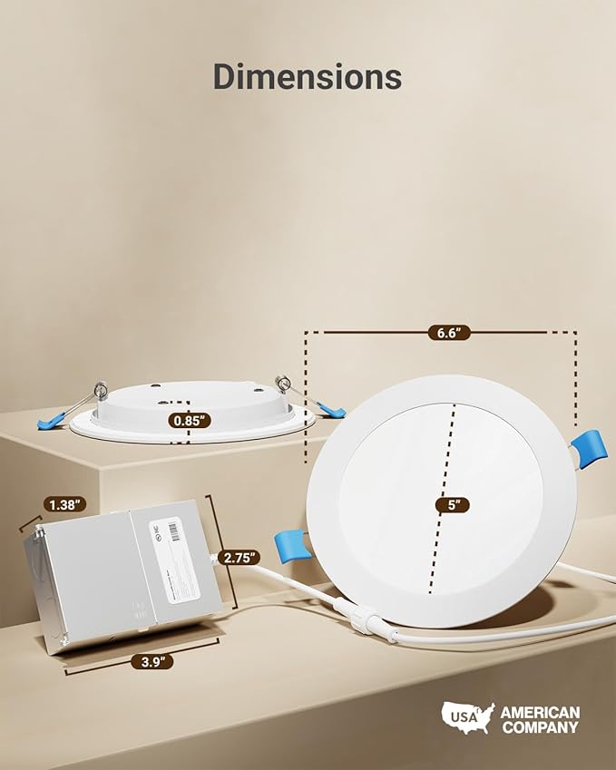 Sunco 12 Pack Recessed Lighting 6 Inch LED, Canless Ceiling Lights Slim with Junction Box, 1200 LM, 14W (100W Equivalent), 6000K Daylight Deluxe, Dimmable, Wafer Thin, 50000 Lifetime Hours ETL.