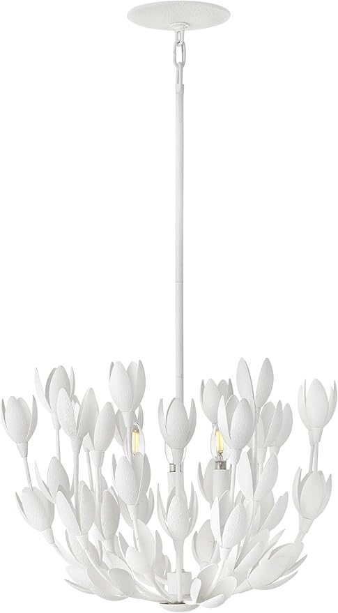Hinkley Flora Large Convertible Semi-Flush Mount Ceiling Light - from the Lisa McDennon Collection, Handmade, Hand-Painted, Bulbs Nestled Inside Flowers, Converts to Pendant - in Textured Plaster