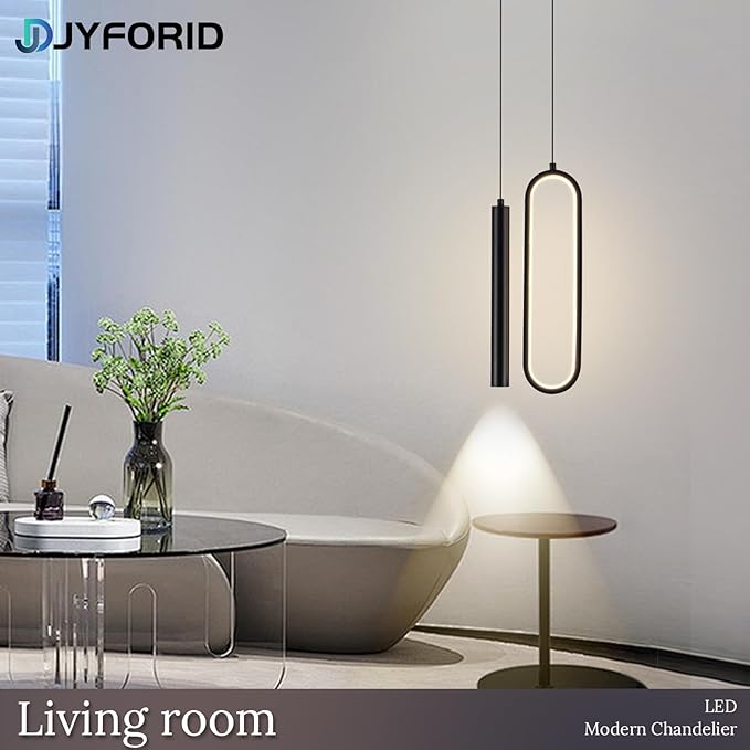 Black Modern Mini LED Pendant Light with Remote Control, 24W 3-Color Temp Stepless Dimmable Ceiling Hanging Light for Bedroom Kitchen Island Dining Room Foyer Entryway