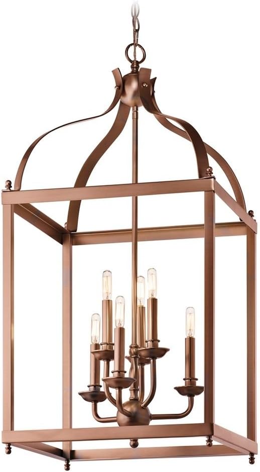 Kichler Larkin 36.25" Pendant Light in Olde Bronze®, 6-Light Kitchen or Foyer Pendant, (36.25" H x 18" W), 42568OZ