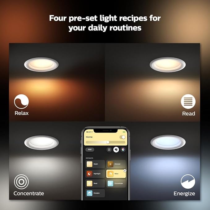 Philips Hue Smart Retrofit Recessed 5/6 Inch LED Downlight 1 Pack - White & Color Ambiance Color-Changing Light 1100LM - Control with Hue App - Compatible with Alexa, Google Assistant & Apple Homekit