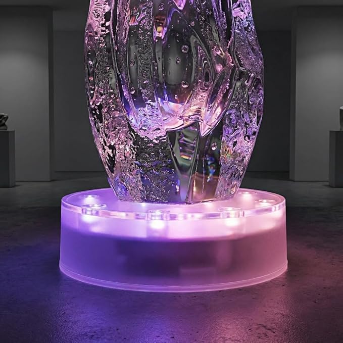 Simplelight 4 Inch Multicolor LED Light Base- Perfect for Glass Art, Ideal Led Display for Vases, Centerpieces-AA Batteries Included (4inch LED Vase Base Light, Color Changing), Set of 4