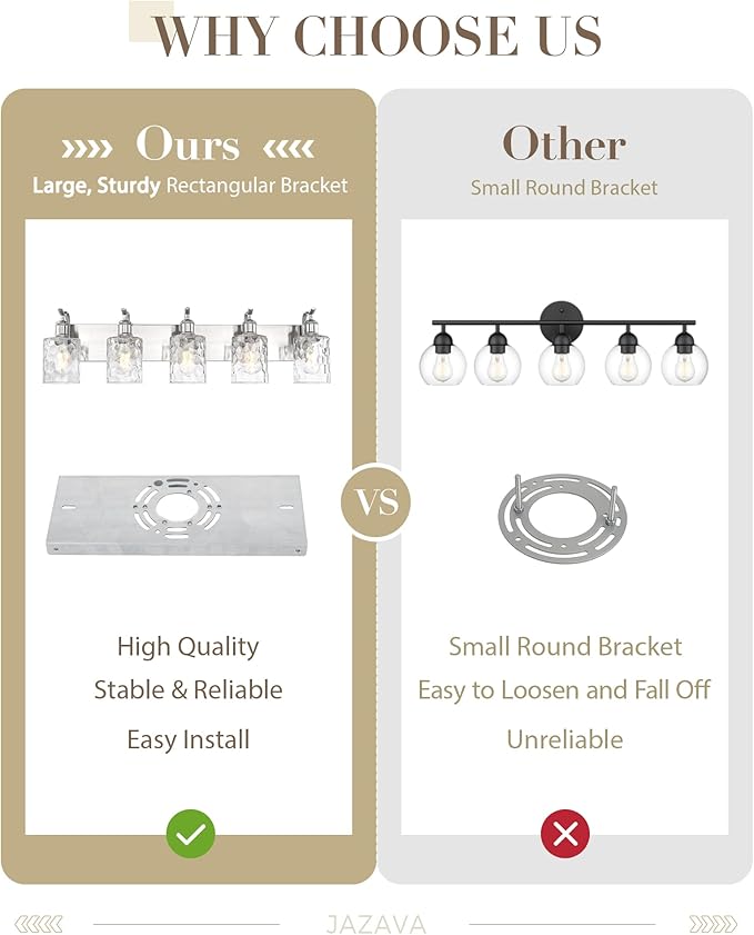 Bathroom Vanity Light Fixtures Over Mirror 5-Light Hammered Glass Wall Mounted Modern Brushed Nickel - VL01BNH-5