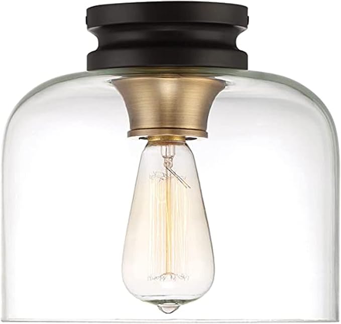 DESIGNERS FOUNTAIN 1261-VB Ezra 1-Light Flush Mount Ceiling Light, Vintage Bronze, 9in W