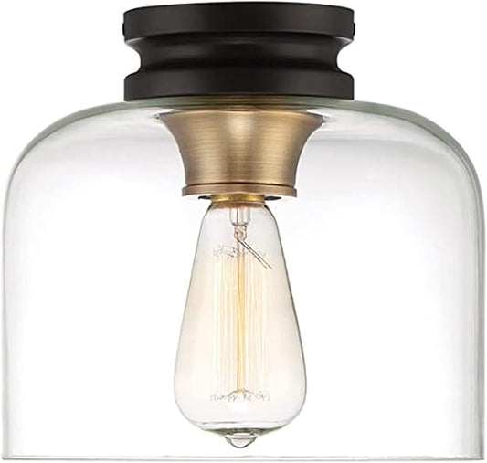 DESIGNERS FOUNTAIN 1261-VB Ezra 1-Light Flush Mount Ceiling Light, Vintage Bronze, 9in W