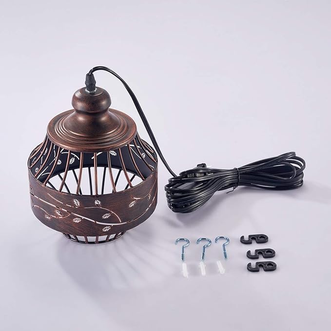 YLONG-ZS Vintage Hanging Lamp Plug in Pendant Lights,Hanging Lights with Plug in 16Ft Cord Dimmable for Bedroom, Living Room