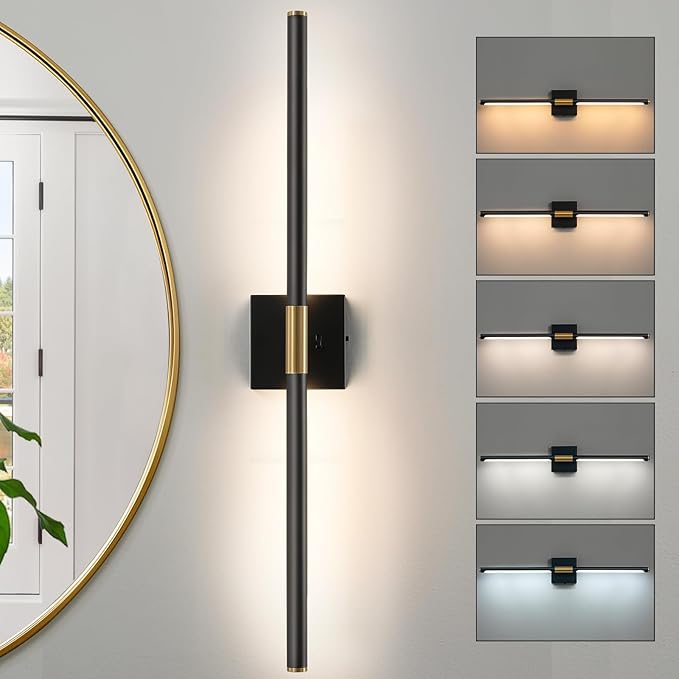 Black Gold Vanity Light Fixtures for Bathroom Over Mirror 30 inch LED Bath Sconces IP44 5CCT Adjustable Morden Picture Lights for Paintings (Built-in Dimmer)