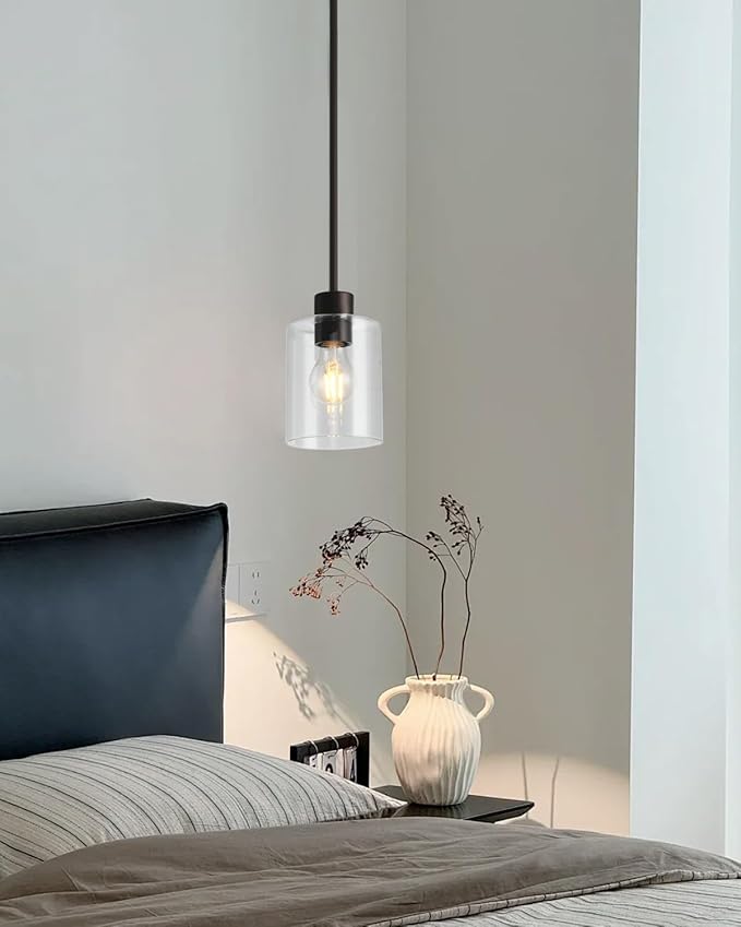 Brown and Gold Pendant Lights Kitchen Island - Clear Glass Pendant Light Fixture Multiple Stems Rods 3 Units 12 Inch 3 Units 4 Inch (2 Pack Brown and Gold Downrod)