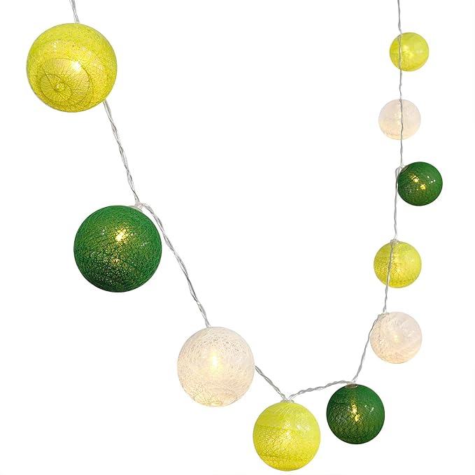 Gardeningwill 3M/10Ft 30 Green White Ball LED Battery Operated String Fairy Light