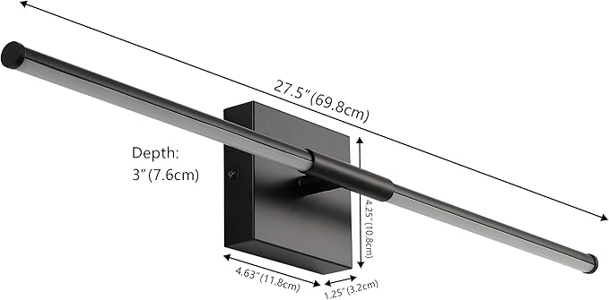 JONATHAN Y 28" Black Modern Dimmable Integrated LED Wall Sconce, Minimalist Adjustable Metal Vanity Light for Bathroom Mirror, Bedroom, Hallway, 3000K, ETL Listed (JYL7041C)
