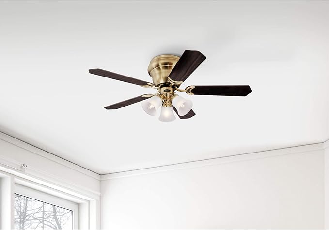 Westinghouse Contempra Trio 42 Inch Ceiling Fan with Light, Indoor Brushed Nickel Ceiling Fan for Small Rooms, Reversible Blades Rosewood/Bird’s Eye Maple, LED Bulbs Included