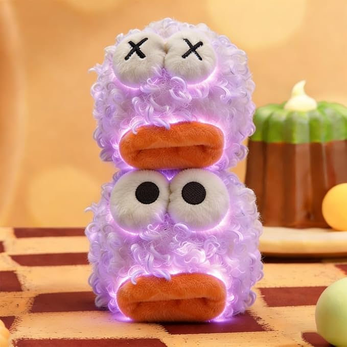 Plush Night Light Cute LED Table Lamp Cozy Dimmable Nightlight Trendy Rechargeable Bedside Lamp Funny Desk Decor Lamp for Halloween Christmas Birthday Gift (BMBE)