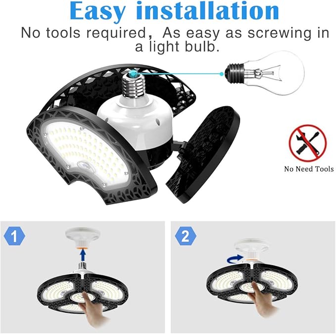 LED Garage Light 120W Deformable LED Ceiling Lights 18000 Lumens Led Shop Lights for Garage.