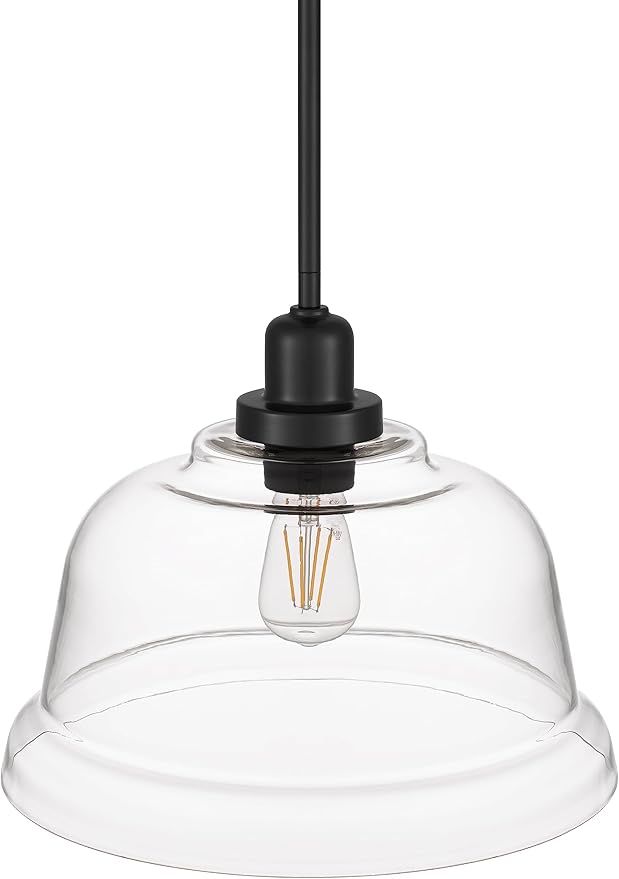 Tawson Aura 1-Light Pendant Ceiling Light Fixture with Clear Glass Shade Dark Bronze for Kitchen Island, Hallway, Entryway, Passway, Dining Room, Bedroom, Balcony Living Room