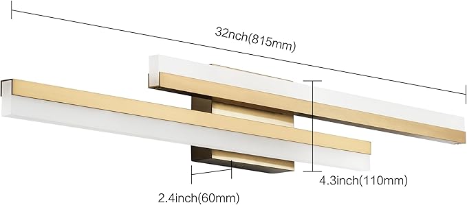PRESDE 32 Inch LED Bathroom Light Fixtures Over Mirror Brushed Gold Vanity Light Modern Bath Lighting Bar 5CCT