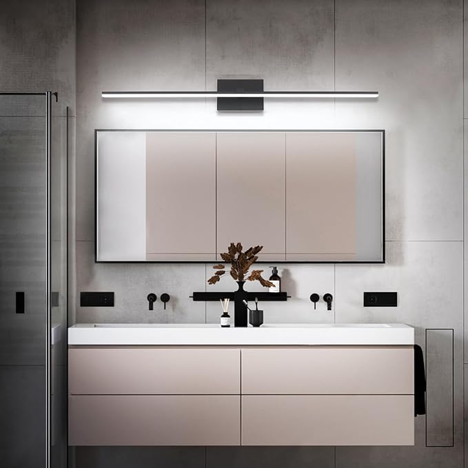 ZUZITO 40in Bathroom Light Fixtures Black Modern LED Vanity Lights Bar for Bathroom 5CCT Dimmable 28W Lighting Fixtures for Bath Wall