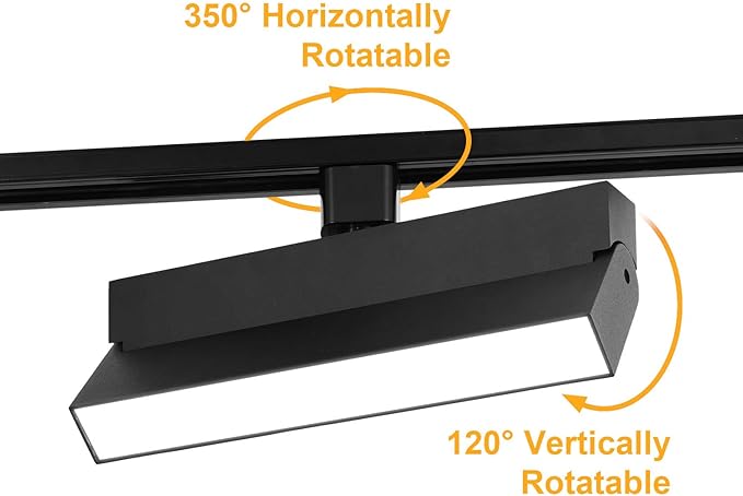 VANoopee 3-Color Dimmable LED Track Lighting Heads H Type Bright Track Light Heads Ceiling Spotlight Fixtures for Kitchen Art, 3000K 4000K 5000K, Flood Wide Beam 100°, Flicker Free CRI90+ Black 24W