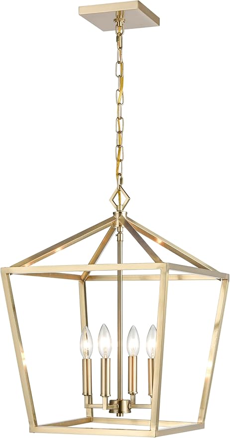 ML Lighting 3244-MG Transitional Four Light Pendant, Champ, Gld Leaf Finish, Modern Gold