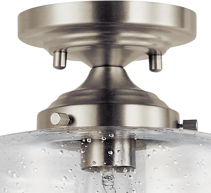 Kichler Winslow 8.5" Semi Flush Mount Light in Brushed Nickel, 1-Light Foyer or Bedroom Light with Clear Seeded Glass, (8.5" W x 10.5" H), 44033NI