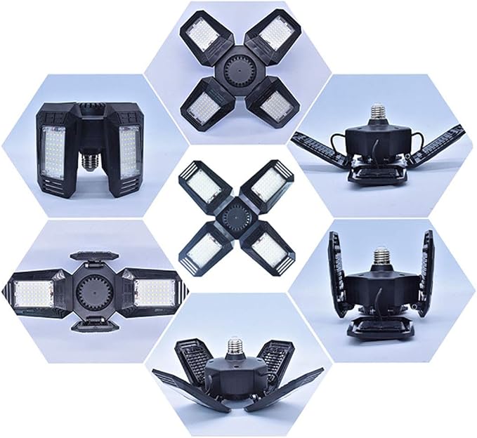 Deformable LED Garage Lights - 12000 Lumen 6500K Daylight 120W, Four Leaf Garage Organization Ceiling Lighting