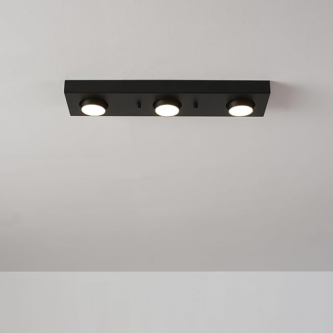 Globe Electric 3-Light Integrated LED Track Lighting, Matte Black, Adjustable Heads, Dimmable, 59941
