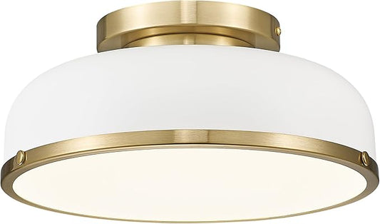 kudos Ceiling Light, 12-inch LED Flush Mount Ceiling Light, White and Gold Finish, 24W/1100lm Light Fixtures Ceiling Mount for Living Room,Hallway, 3000K/3700K/4500K/5100K/6000K Adjustbale, KDCL15-WT