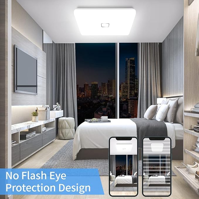 Airand 5000K LED Ceiling Light Flush Mount 24W 12.6in Square LED Ceiling Lamp for Kitchen Bathroom Hallway with 240Pcs LeD Chips Without Flicker, 2050LM, IP44, 80Ra+, 180W Equivalent (Daylight White)