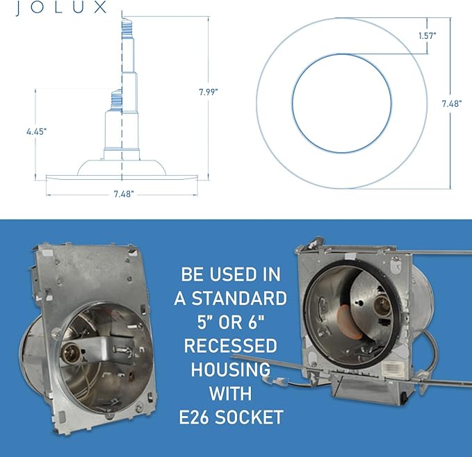 Jolux 4-Pack 5/6" LED Can Lights Retrofit Recessed Lighting,12W=60W,2700K SoftWhite,800 Lumens,Dimmable Adjustable Retrofit Downlight,ETL,Damp Rated,Simple Installation Can Lights,Bevel Trim