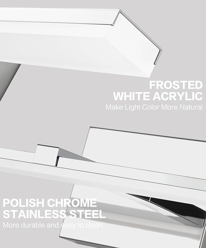 ZUZITO 30 inch Chrome Bathroom Vanity Lights Modern Bathroom Wall Lighting Fixtures 22W LED Vanity Light Bar for Bath