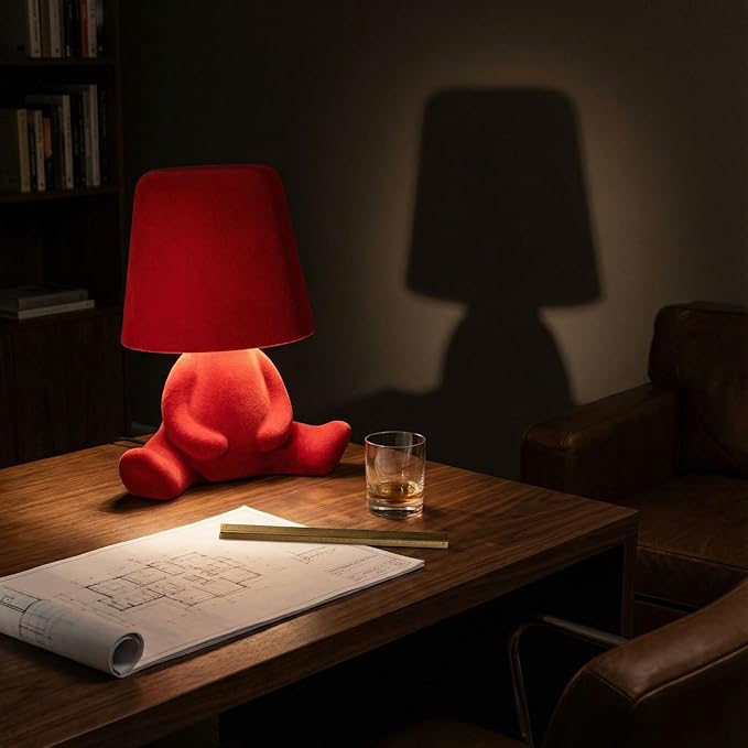 Bedside Touch Control Table Lamp, Golden Decor Thinker Statue LED Table Lamp with USB Port, 3 Way Dimmable Modern Night Light Nightstand Lamp for Home Living Room Office Shelf Decor (red-B)