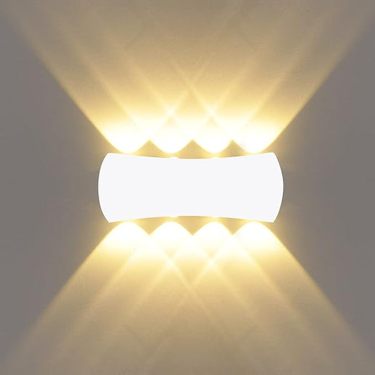 Kawell 8W Modern Wall Sconces LED Wall Light Up Down Indoor Outdoor Aluminum Wall Lamp LED Waterproof IP65 for Bedroom Living Room Bathroom Stairs Hallway Corridor Porch, White 3000K