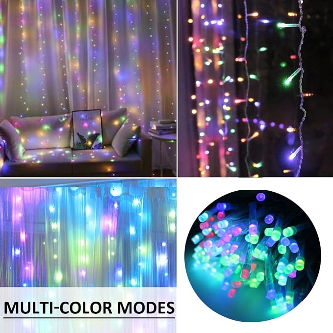 Solhice Curtain Lights Outdoor 20ft x10ft Color Changing, 480 LED Plug in Hanging String Lights Indoor Outside, Twinkle Light Backdrop for Wedding Garden Decor (Not Connectable)