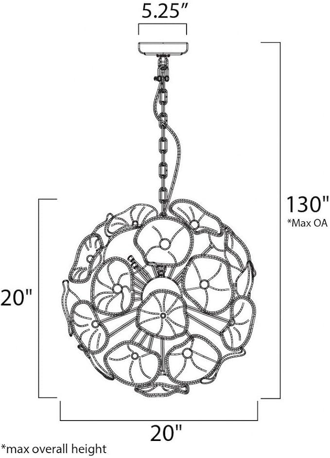 ET2 Fiori-12 Light Pendant in Leaf style-20 Inches Wide by 20 inches high -Traditional Installation