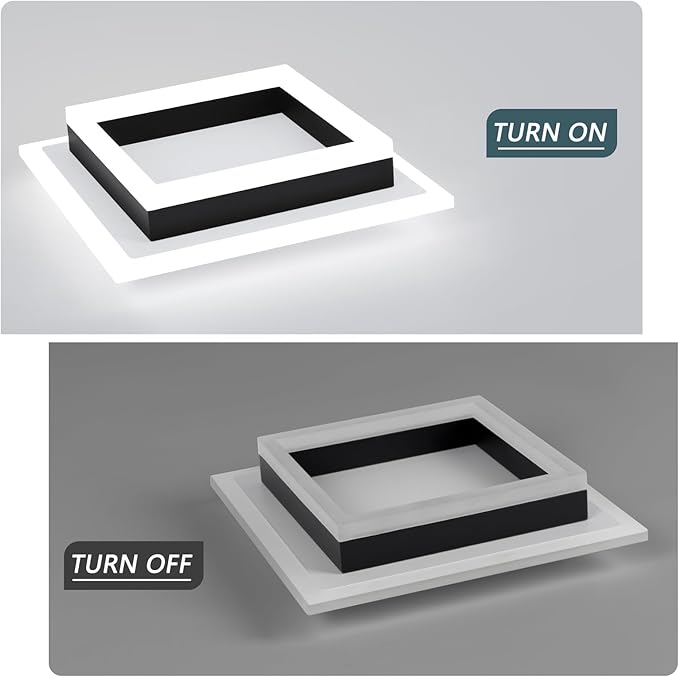 32W Modern LED Ceiling Light, Small Flush Mount Light Fixture, Kitchen Ceiling Light Fixture, Square Hallway Lighting Fixtures for Living Room Bedroom Bathroom Kitchen (3 Pack)