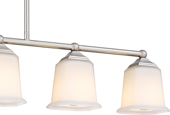 Tawson Nox Vintage 5-Light Chandelier Island Pendant Light with Brushed Nickel White Glass for Dining Room, Kitchen Island, Industrial, Vintage Decor