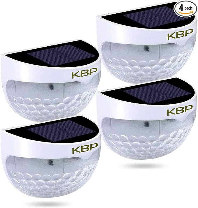 KBP Solar Fence Lights Outdoor Decorative Garden Lights Waterproof Wall Lights for Patio, Yard, Stairway (White)
