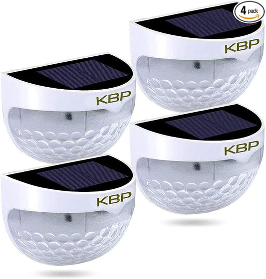 KBP Solar Fence Lights Outdoor Decorative Garden Lights Waterproof Wall Lights for Patio, Yard, Stairway (White)