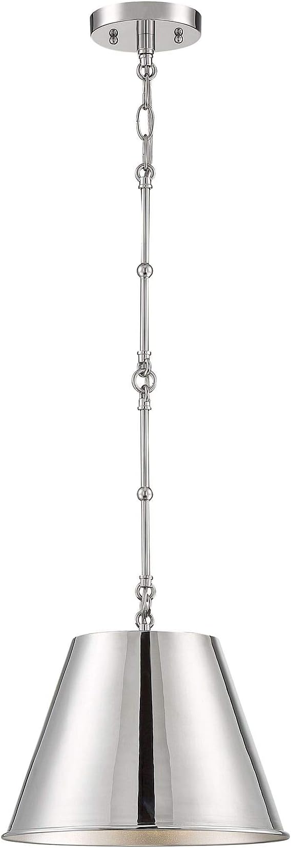Savoy House 7-132-1-109 Alden Traditional Metal Pendant, 1-Light 60 Watt, 9" H x 12" W, Polished Nickel
